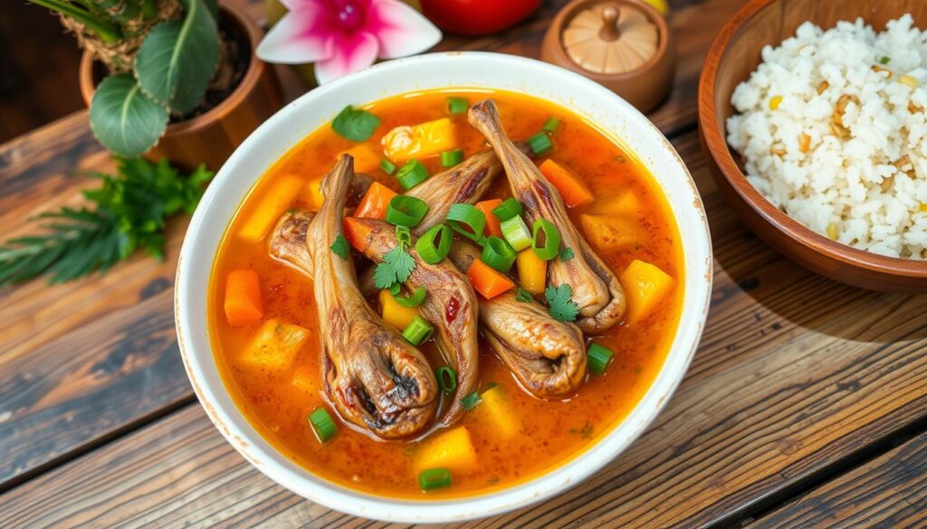 Caribbean chicken feet soup