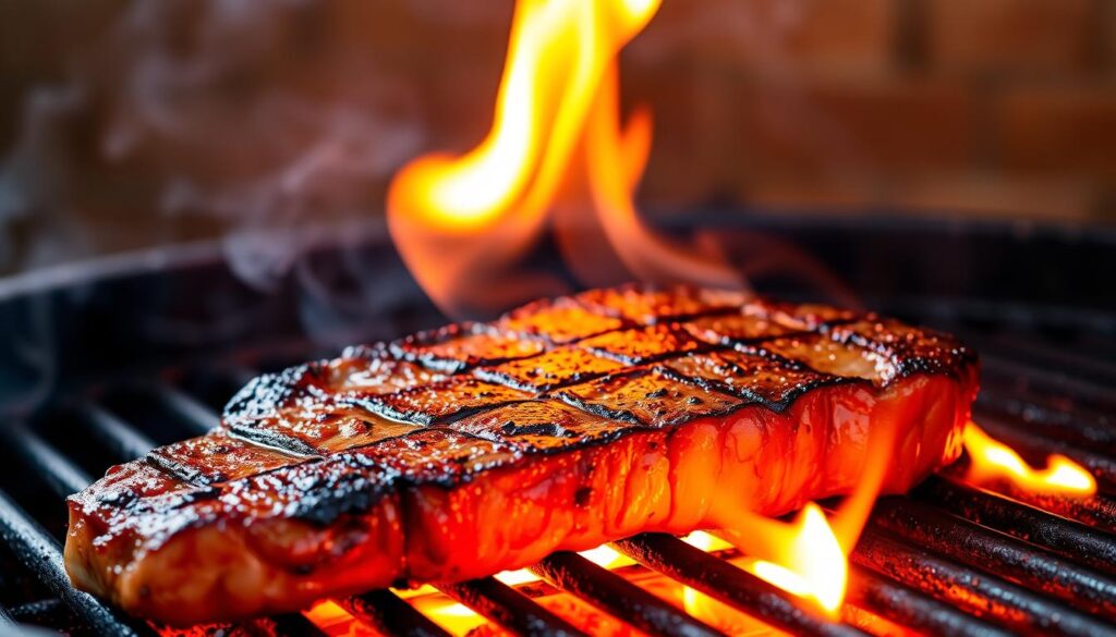 flaming steak