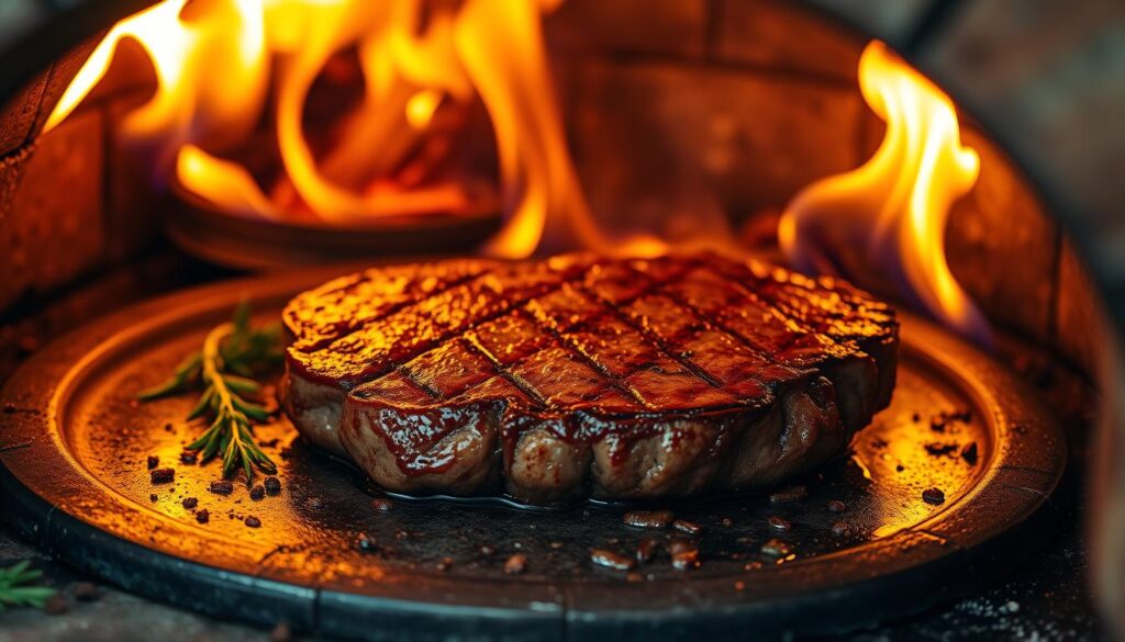 steak in pizza oven