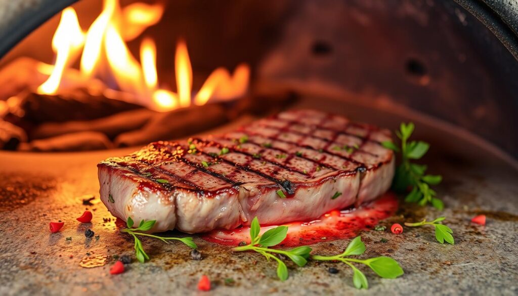 steak in pizza oven